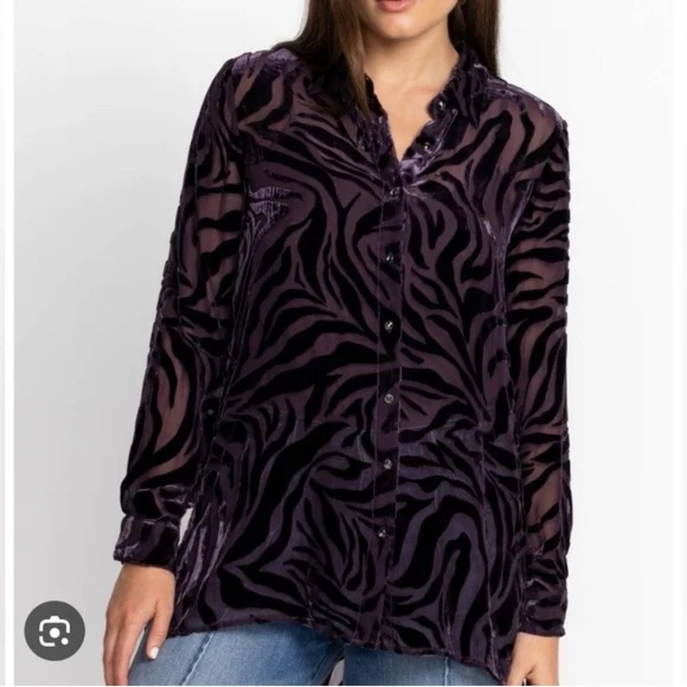 Johnny Was Jade eggplant 🍆 purple silk blend blouse sz M “Twilight”